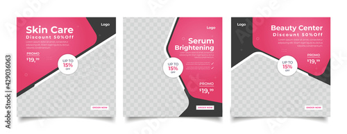 Beauty Center Makeup Social media post Banner Square Flyer Template Design