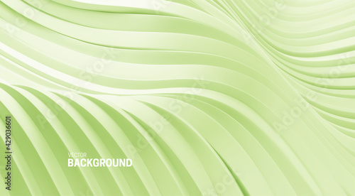 Mint green abstract background with 3d curvy stripes.