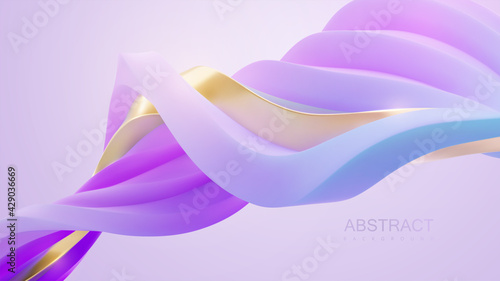 Abstract background with twisted soft blue and purple strokes.