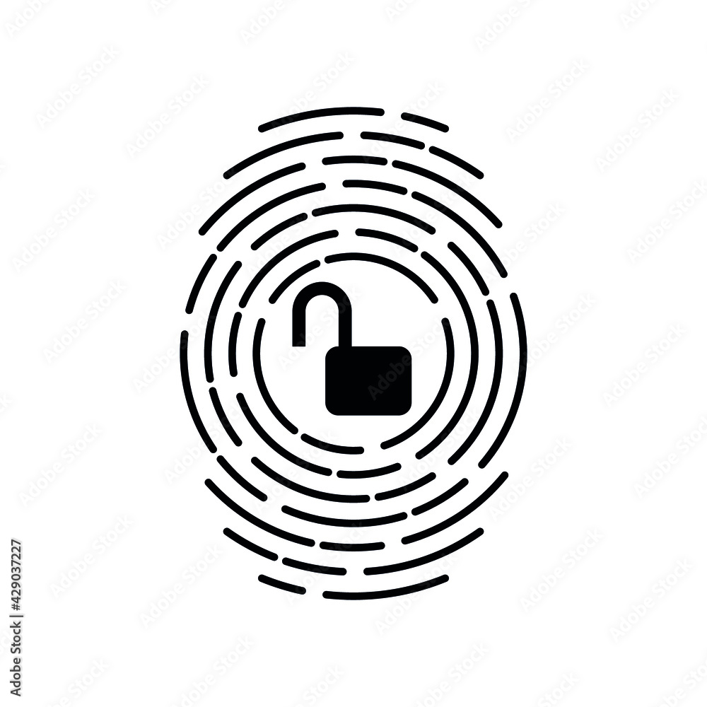 padlock icon with fingerprint access allowed padlock icon with fingerprint access allowed