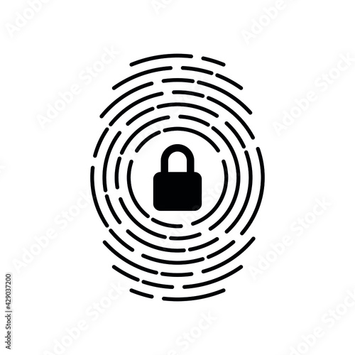 padlock icon with fingerprint access denied