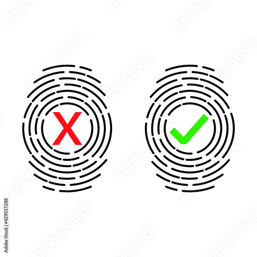 affirmative and denied access fingerprint symbol for internet, vector