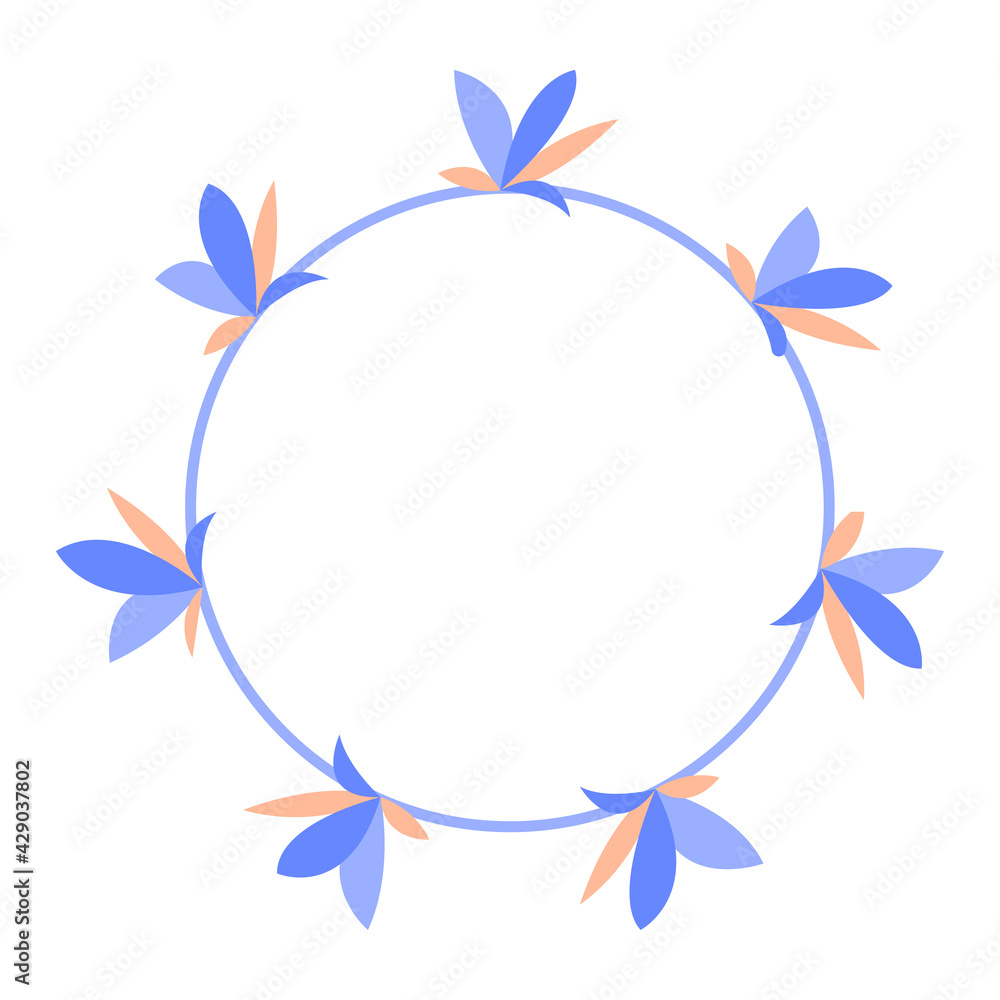 Beautiful decorative wreath of blue and orange leaves. Flower text circle frame hand drawn vector template. cartoon illustration. Greeting card, invitation, poster design element
Beautiful decorative wreath of blue and orange leaves. Flower text circle frame hand drawn vector template. cartoon illustration. Greeting card, invitation, poster design element