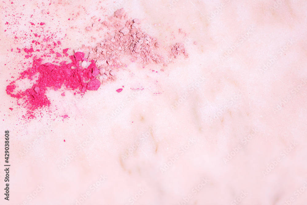 Obraz premium Cosmetics and beauty products on a pink marble table