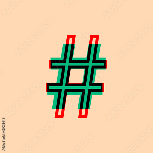 numeral symbol with blue and red colors retro style for advertising