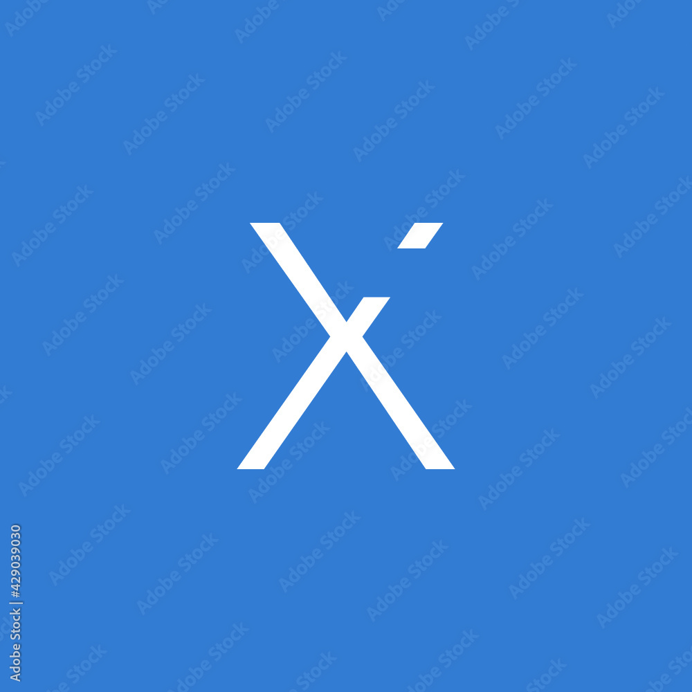 letter X futuristic text in thin stroke with empty space