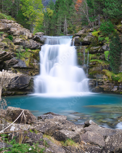 Las Gradas de Soaso waterfall in the Ordesa y Monte Perdido national park  in the Aragonese Pyrenees  located in Huesca  Spain