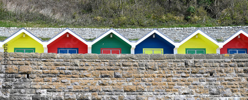 Colorful Beach Huts at Barry Island, Wales, UK