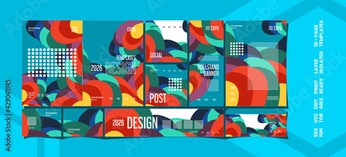 Set of modern creative expo layout templates, 10 pages editable, Vector design.