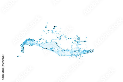 Blue water Splash isolated on White.