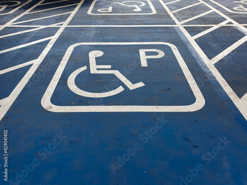 Accessible parking or parking for disabled people.