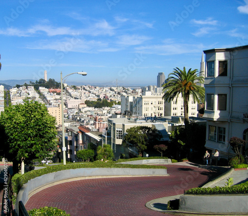 View from the top Lombard street in San Francisco. 