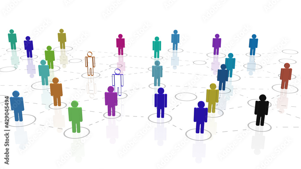 White background with colorful human postures. White background with colorful human postures.