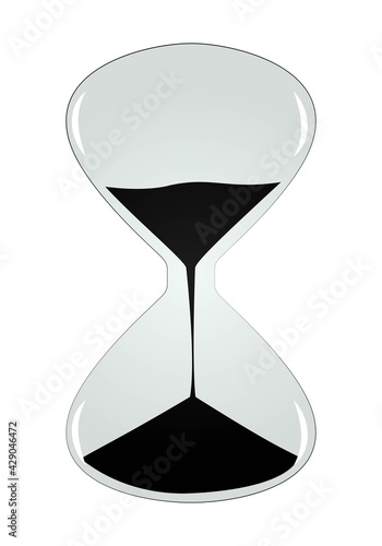 Reloj de arena en gris con arena negra