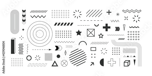 Set Of Geometric Shapes. Abstract design symbols and elements . Vector illustration