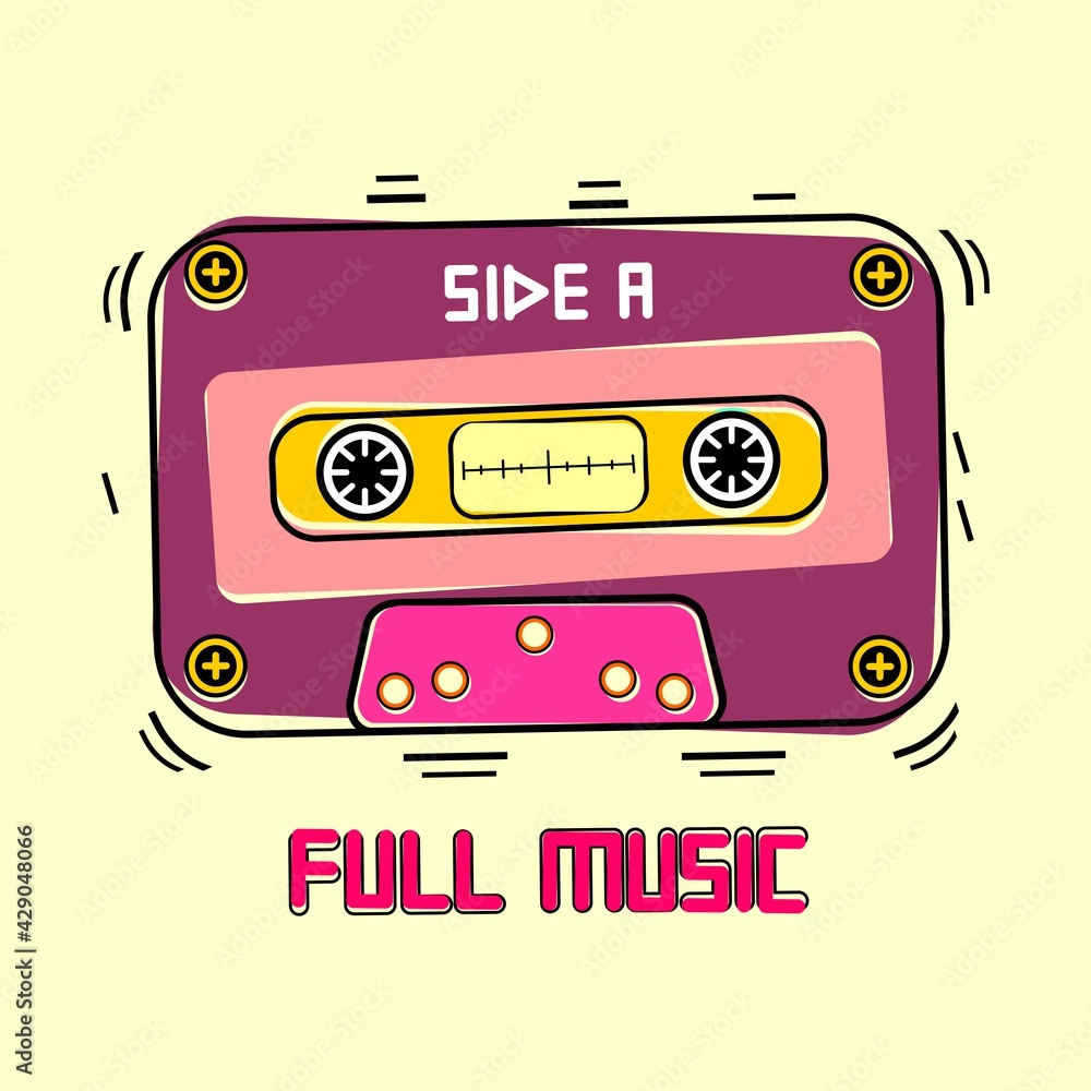 simple cassette vector design, music icon simple cassette vector design, music icon