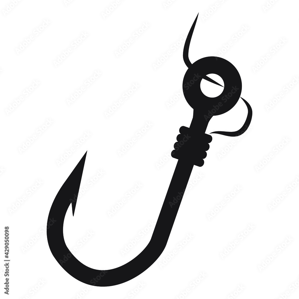 Fishing hook icons. Fishing hook symbol vector elements for