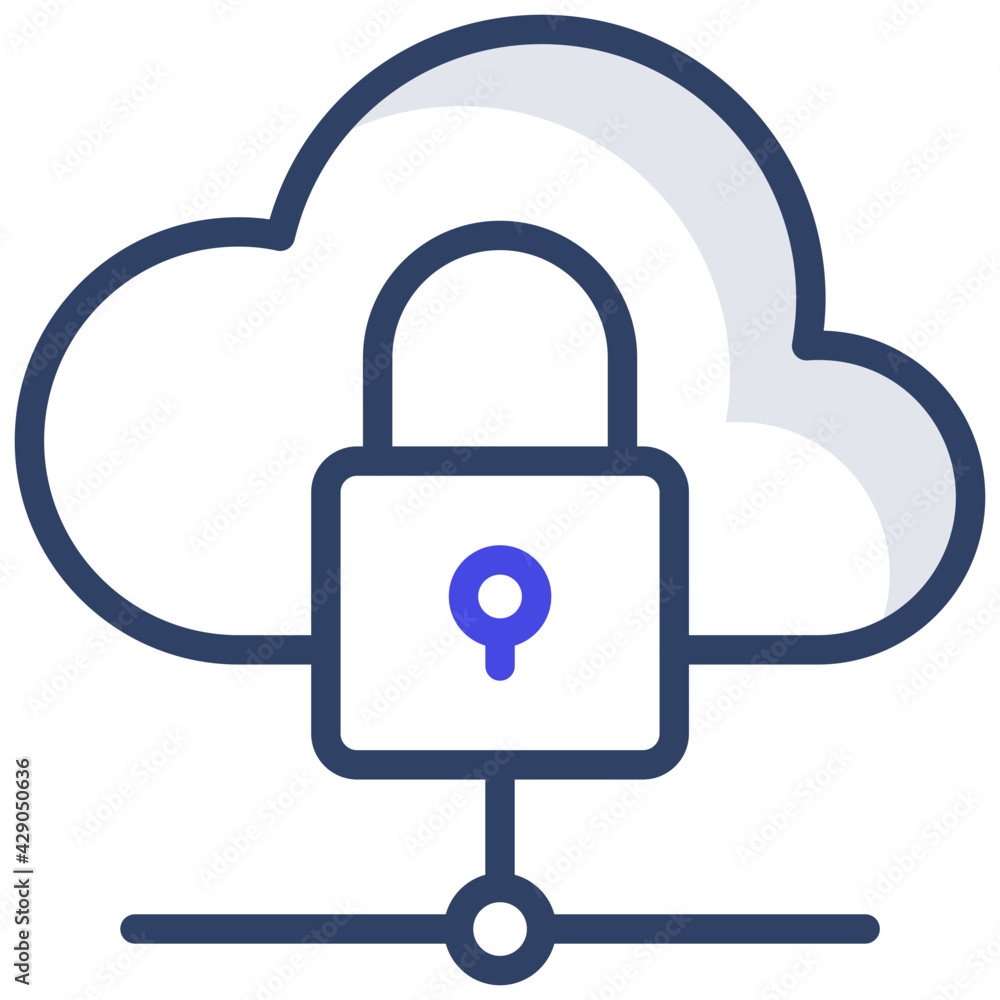 A flat design, icon of cloud network security A flat design, icon of cloud network security