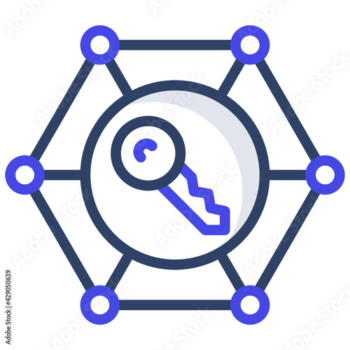 An outline design, icon of encrypted key