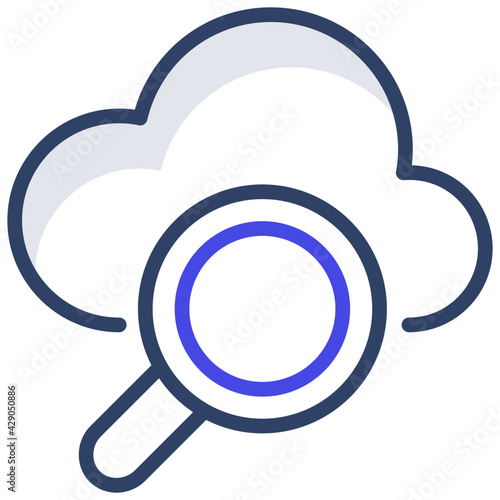        A flat design, icon of cloud search