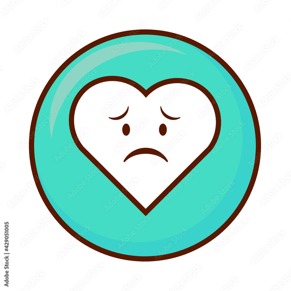 Cute social media slightly frowning face heart emoji on a blue button. Royalty-free. Cute social media slightly frowning face heart emoji on a blue button. Royalty-free.