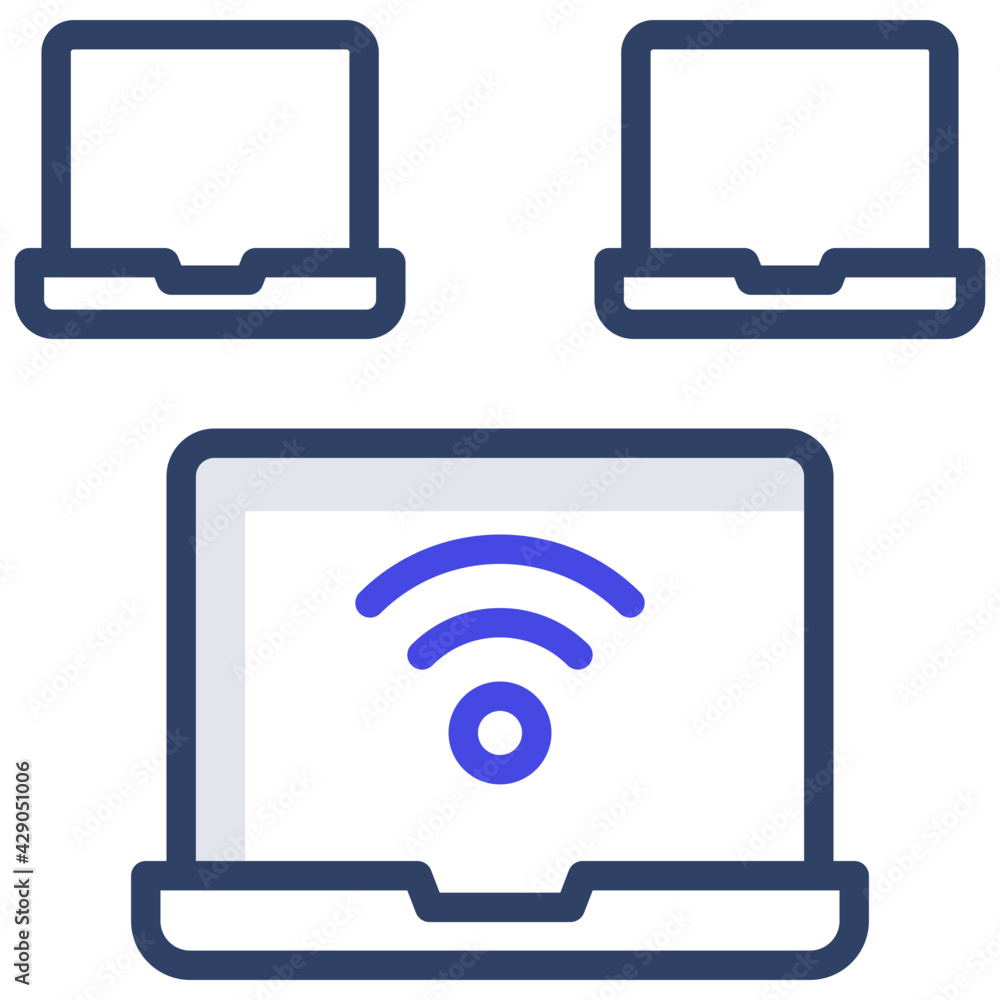An outline design, icon of laptop internet An outline design, icon of laptop internet