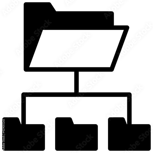 A glyph design, icon of folder network