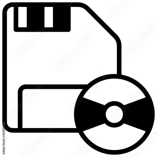 A glyph design, icon of floppy disk