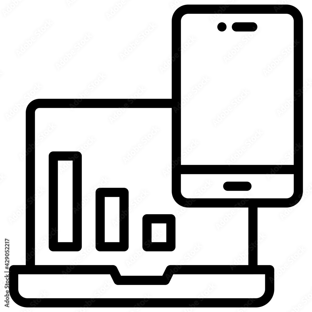 An outline design, icon of online graph An outline design, icon of online graph