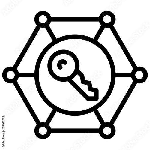 An outline design, icon of encrypted key
