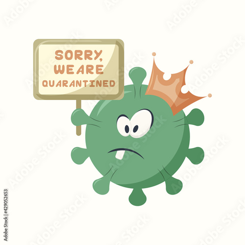 Vector illustration. Sorry we are quarantined. Flash Covid-19. Corona virus.
