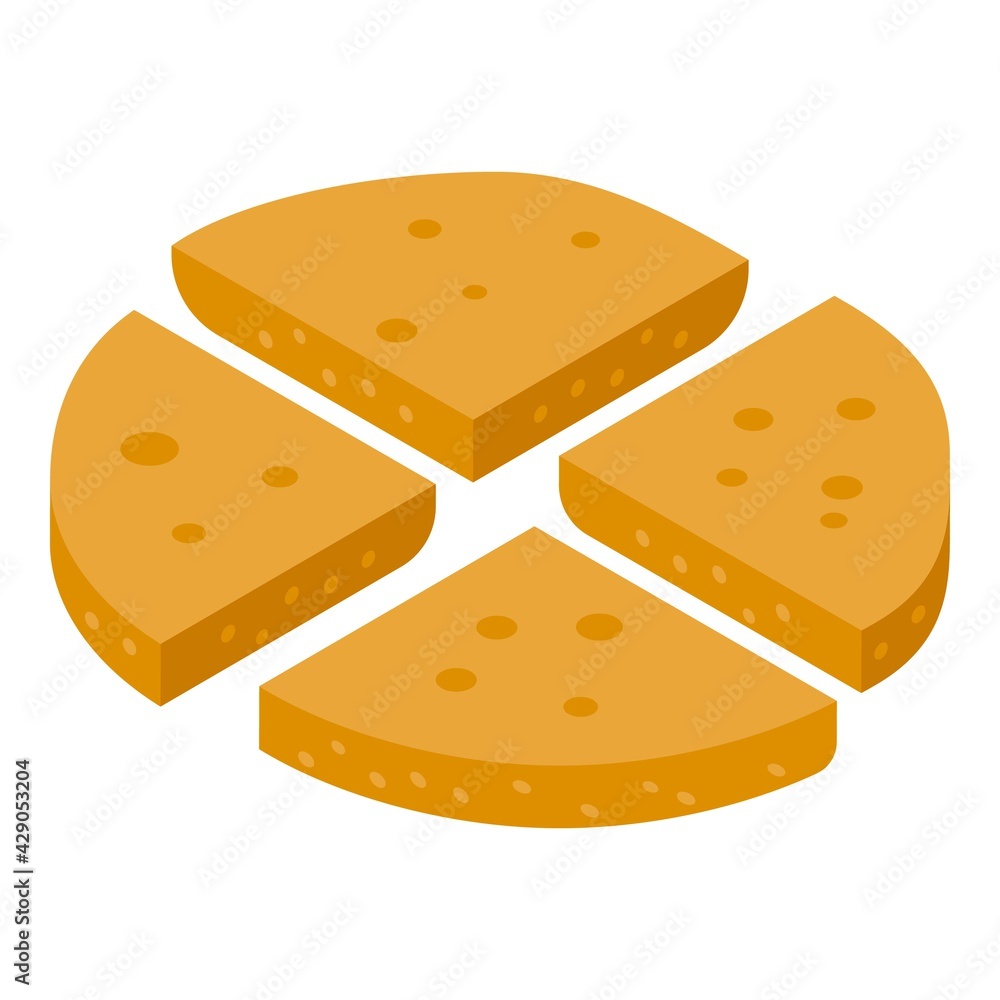 Pita bread cutted icon. Isometric of Pita bread cutted vector icon for web design isolated on white background Pita bread cutted icon. Isometric of Pita bread cutted vector icon for web design isolated on white background