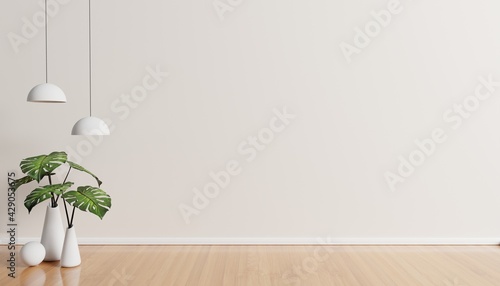The interior has a armchair on empty white wall background.,Scandinavian style.3d rendering
