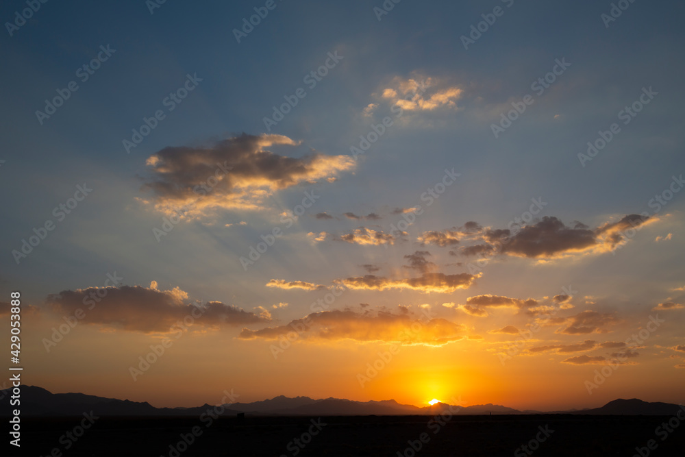 Beautiful sunset and sunrise sky in Iran