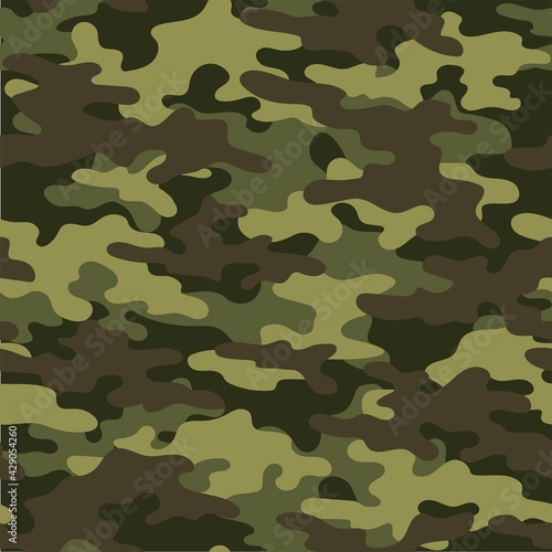 Camouflage green military seamless vector pattern for clothing, fabric prints. modern.