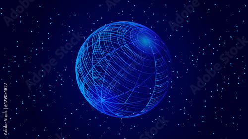 3D earth planet illustration . Digital futuristic technology background . space earth vector illustration . 