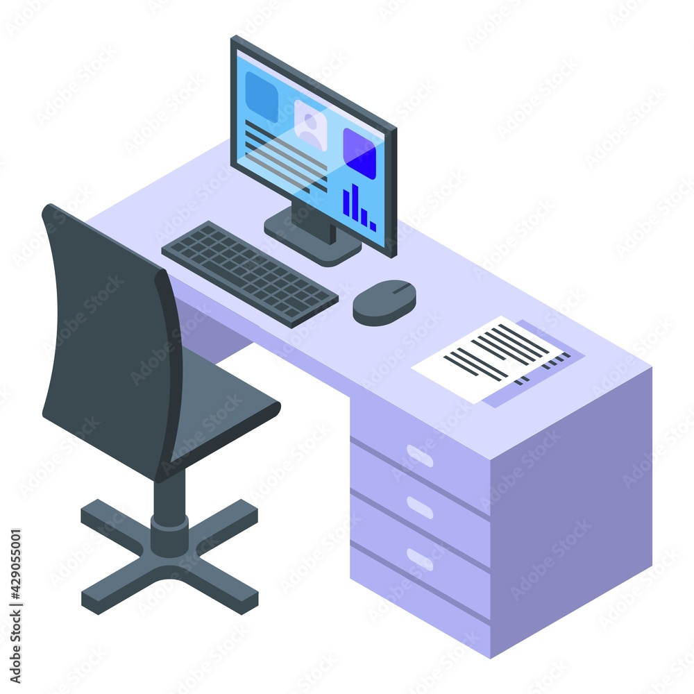Office work icon. Isometric of Office work vector icon for web design isolated on white background Office work icon. Isometric of Office work vector icon for web design isolated on white background