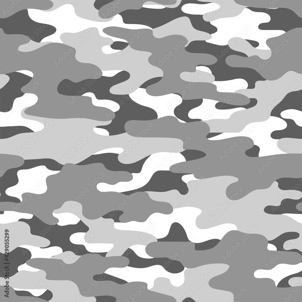 grey camouflage pattern military texture on textile. Repeat print