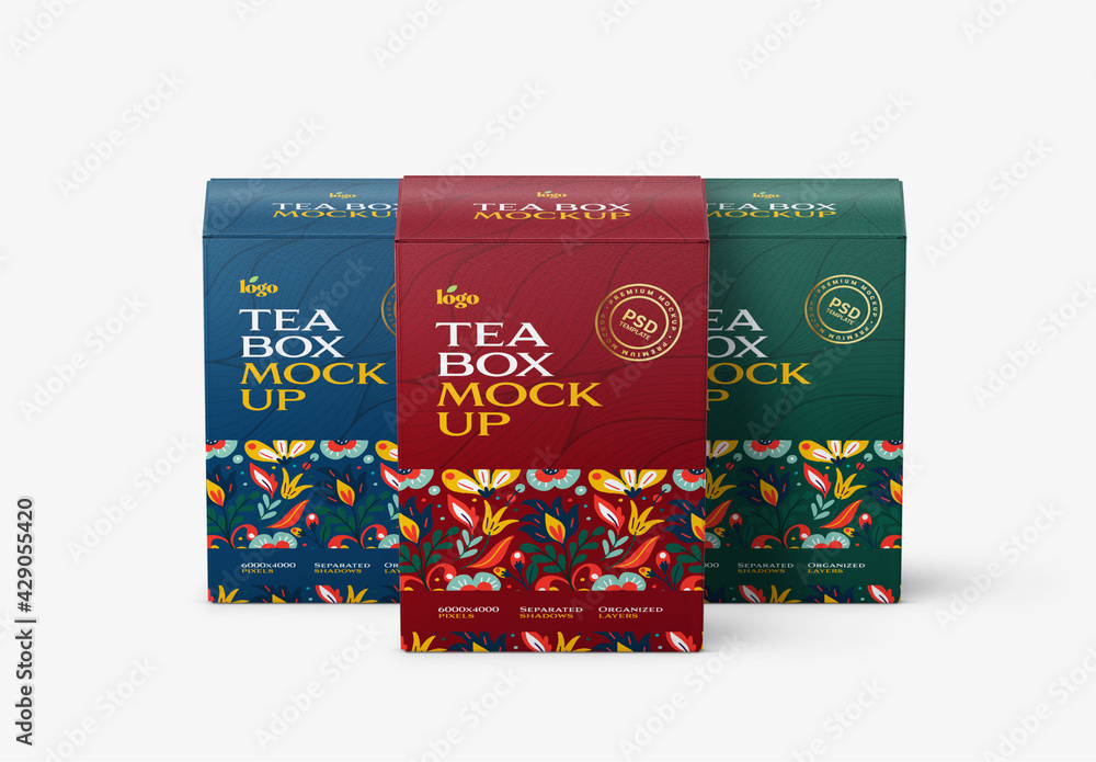 Tea Box Packaging Mockup Stock Template | Adobe Stock