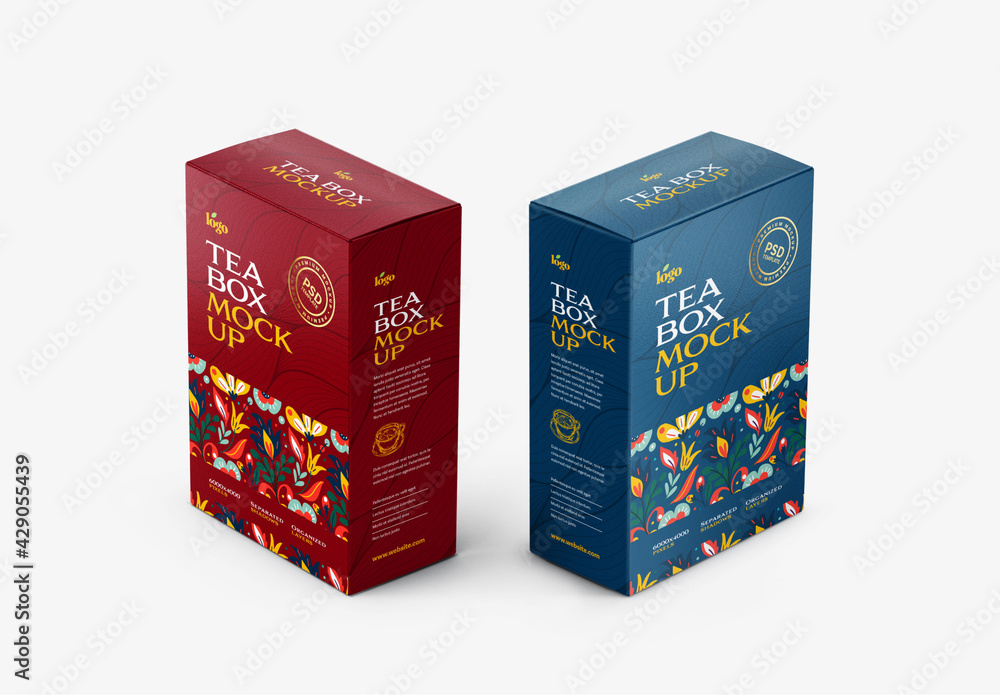 Tea Box Packaging Mockup Stock Template | Adobe Stock