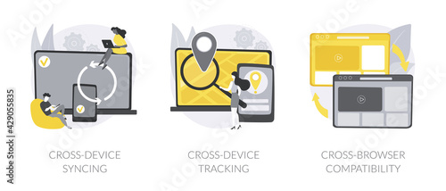 Multi-device compatibility abstract concept vector illustrations.