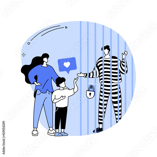 Dads in prison abstract concept vector illustration.