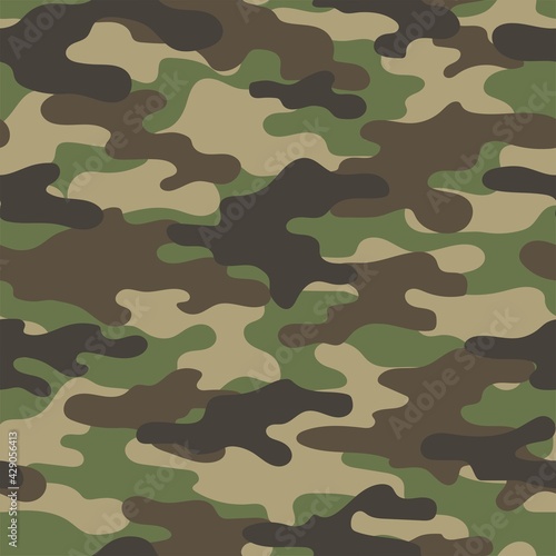 green Abstract seamless military camo texture for print. Forest background. Vector