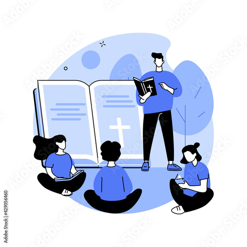Religious summer camp abstract concept vector illustration.