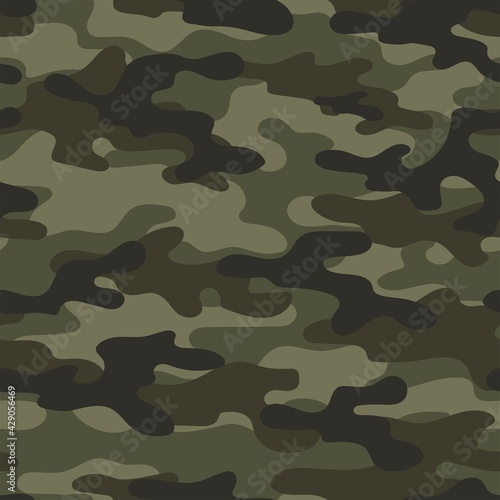 Abstract seamless military camo texture for print. Forest background. Vector