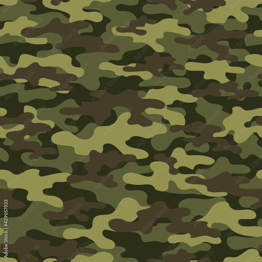 Military green vector camouflage hunting background seamless print. Military green vector camouflage hunting background seamless print.