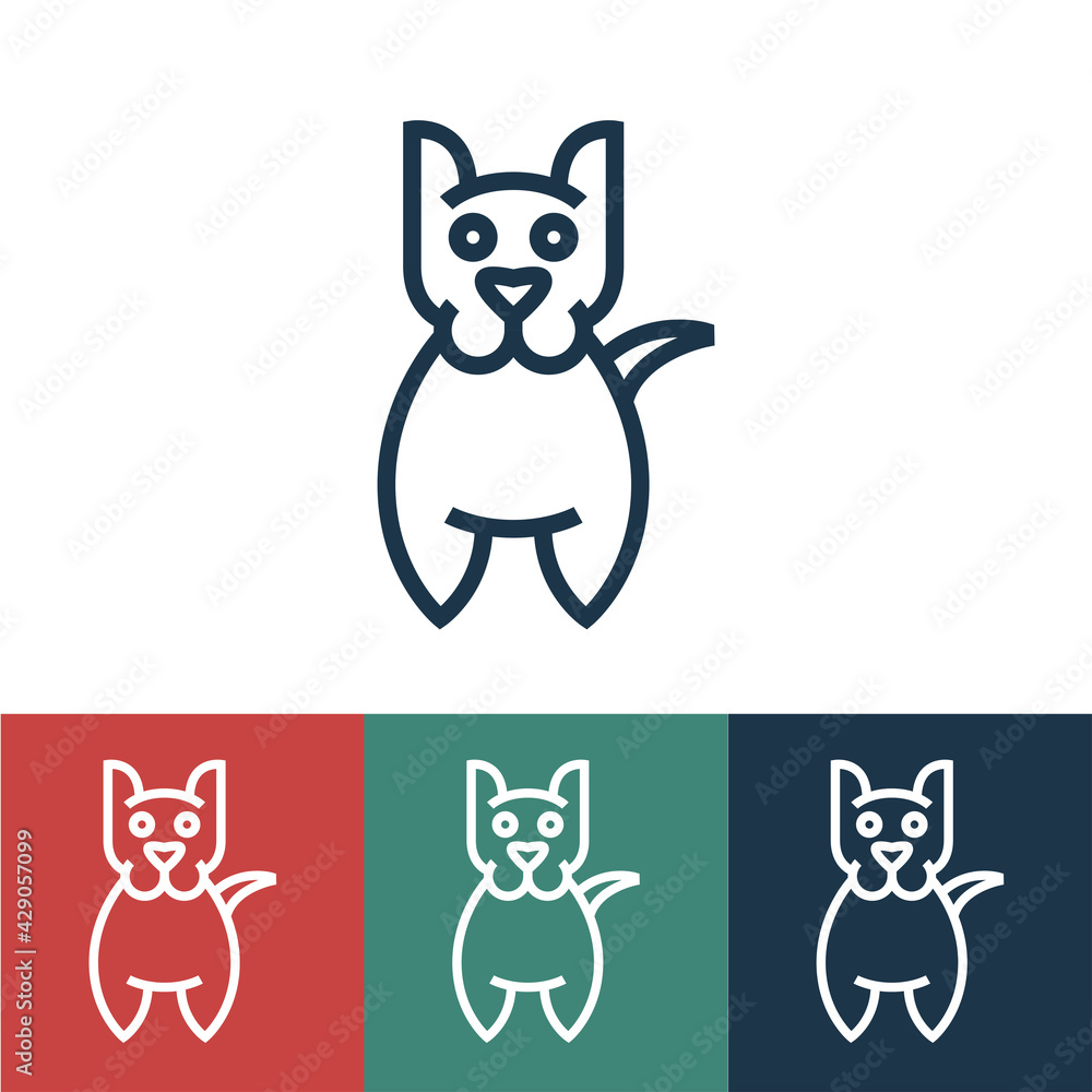 Obraz premium Linear vector icon with dog
