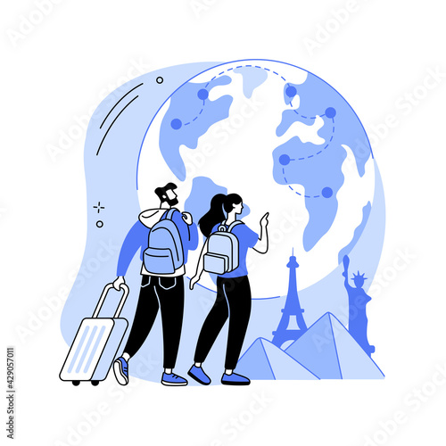 Traveling the world abstract concept vector illustration.