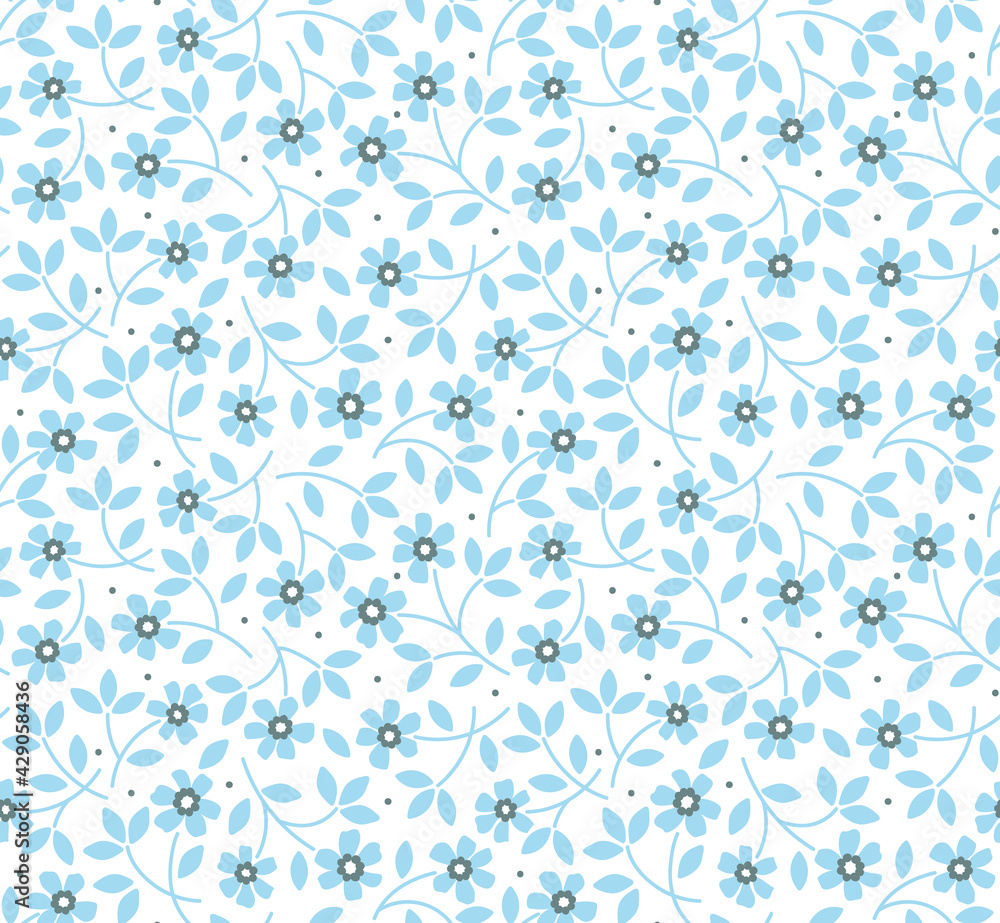 Cute floral pattern. Seamless vector pattern. Elegant template for fashion prints. Small light blue flowers for print. White background. Stock vector. Cute floral pattern. Seamless vector pattern. Elegant template for fashion prints. Small light blue flowers for print. White background. Stock vector.