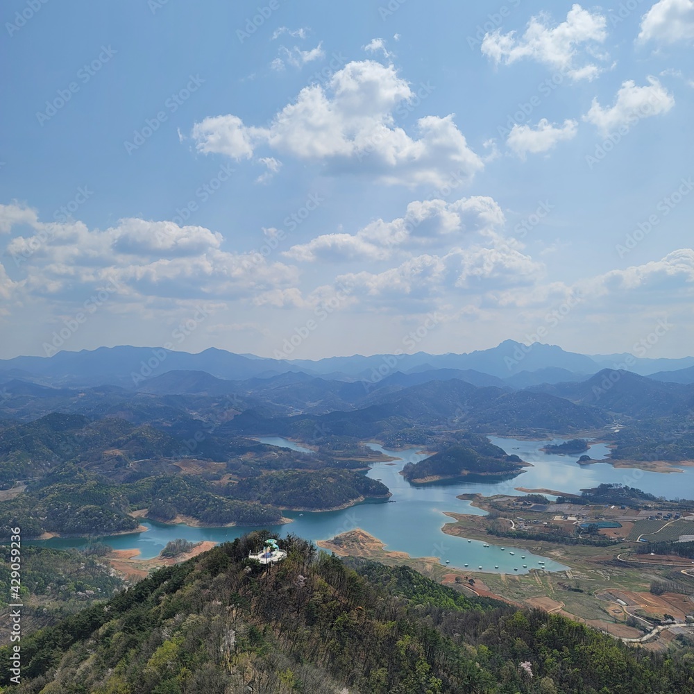 Beautiful scenery of mountain and lake in South Korea